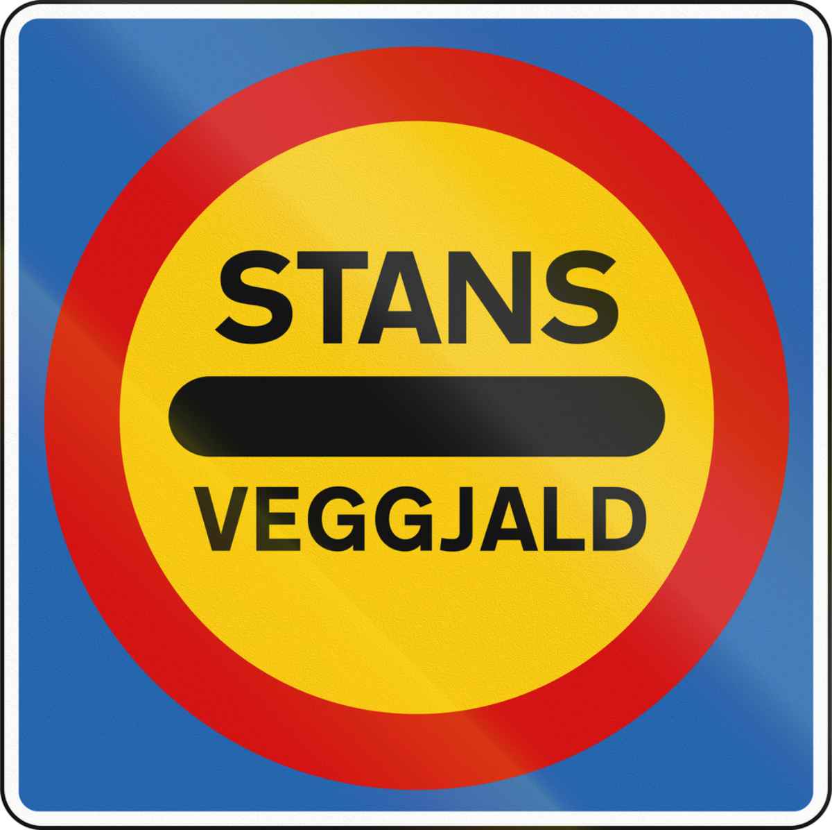 Verkehrsschild f&uuml;r eine Mautstra&szlig;e in Island, mit Beschriftung auch auf Isl&auml;ndisch